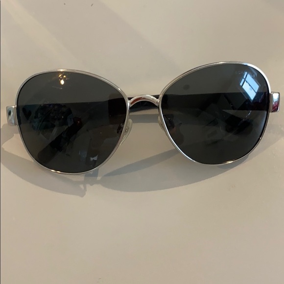 Chanel silver tone frame and quilted CC sunglasses